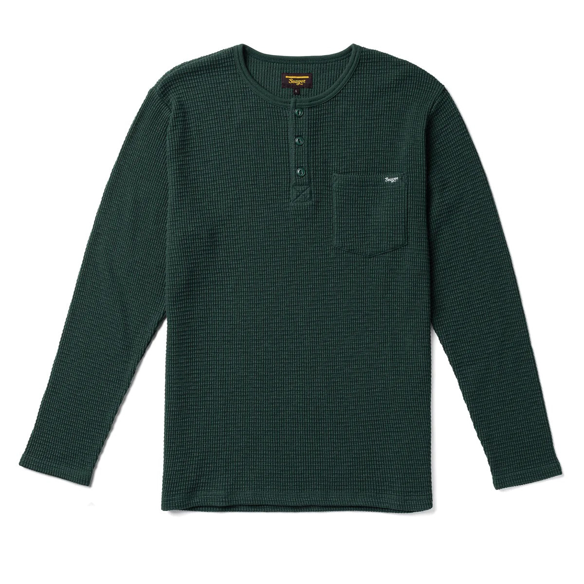 Sawpit Henley Long Sleeve Thermal - Dark Green
